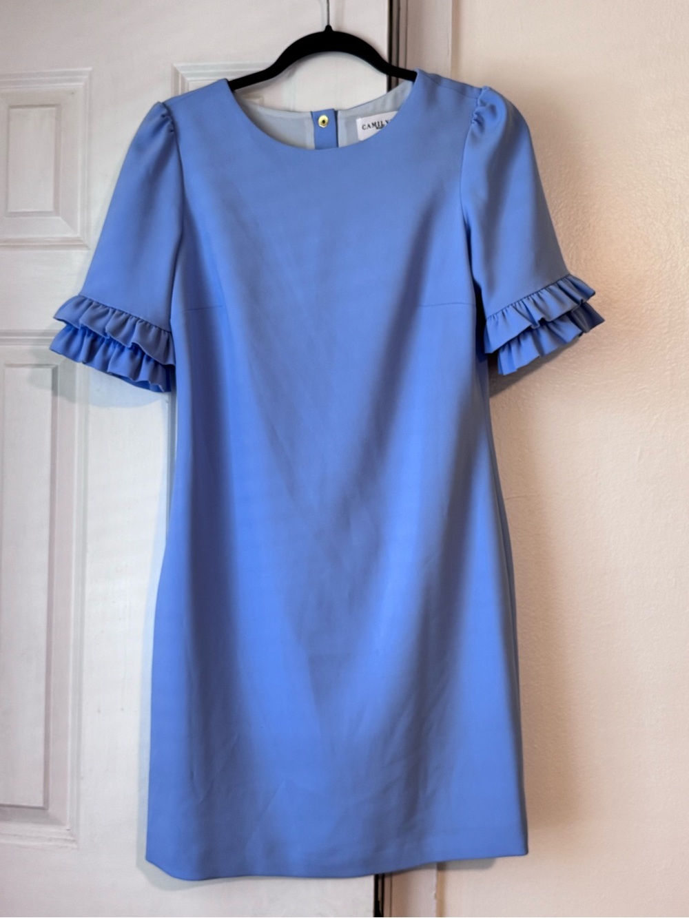 Camilyn Beth Ophelia Ruffle Sleeve Shift Dress Blue Size 2 Made in USA